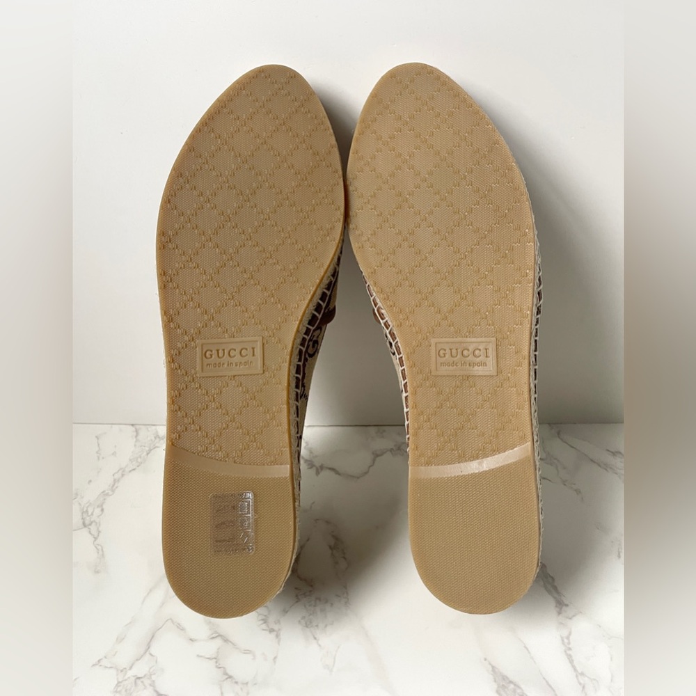 New Gucci Womens Espadrilles Brown Camel GG Canvas Size 38 - Picture 9 of 13
